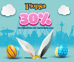 Offre Pâques -40% sur les billets > 1m pour Plopsaland De Panne, Plopsaqua De Panne, Plopsa Indoor Hasselt, Plopsa Station Antwerp, Plopsaqua Landen-Hannuit & Plopsa Coo